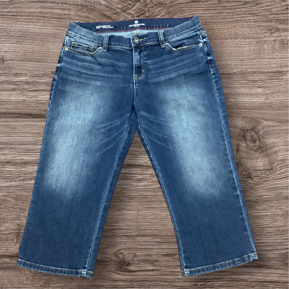 Liz Claiborne City Fit Skinny Boyfriend Jeans 8P Medium Wash Cropped Denim
